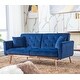 preview thumbnail 20 of 23, Velvet Futon Sofa Bed with Two Pillows, Convertible Couch for Living Room and Bedroom Navy