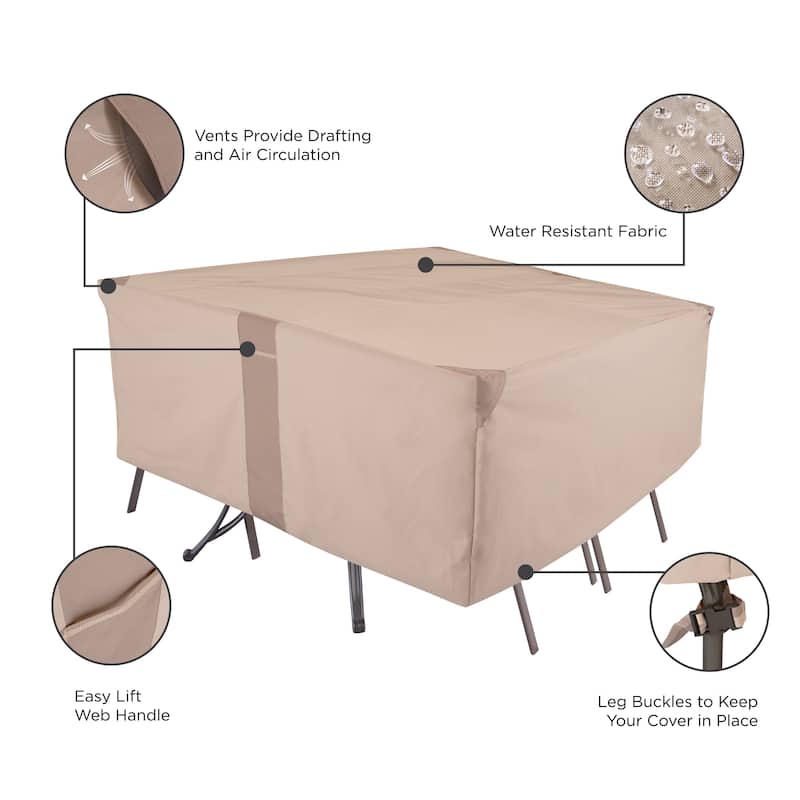 Modern Leisure Monterey Patio Dining Set Cover, 100" W x 70" D x 35" H, Beige