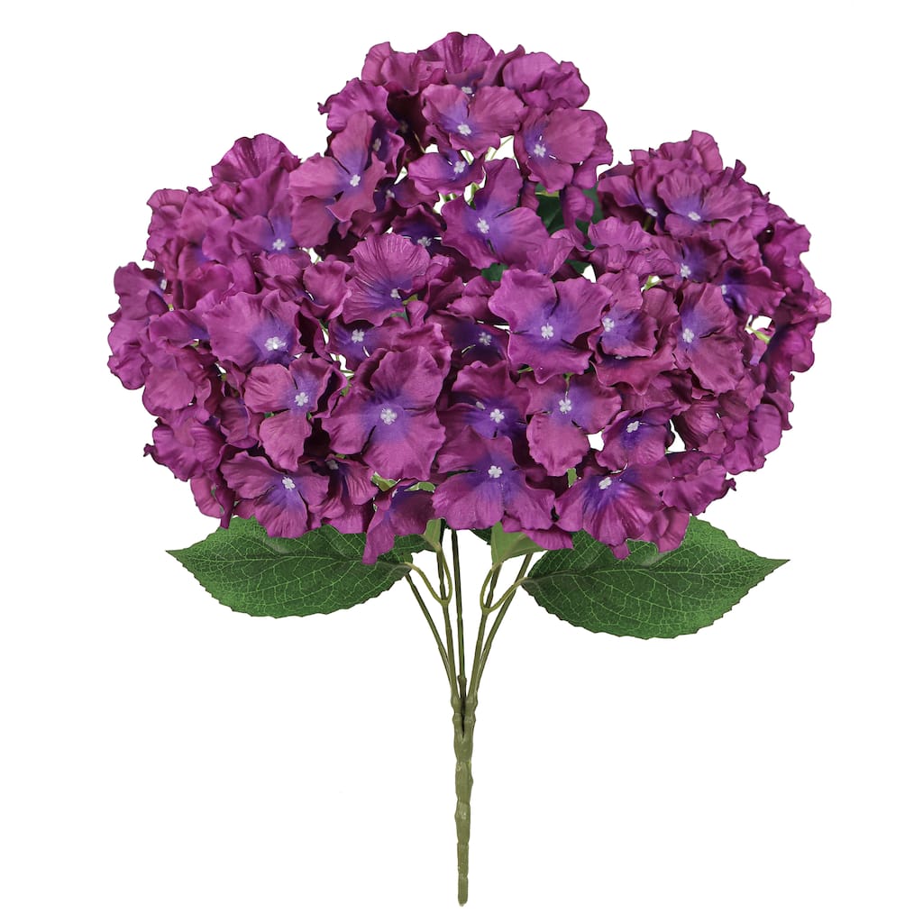 Set of 2 Plum Purple Artificial Hydrangea Flower Stem Bush Bouquet 19in - 19" L x 12" W x 12" DP