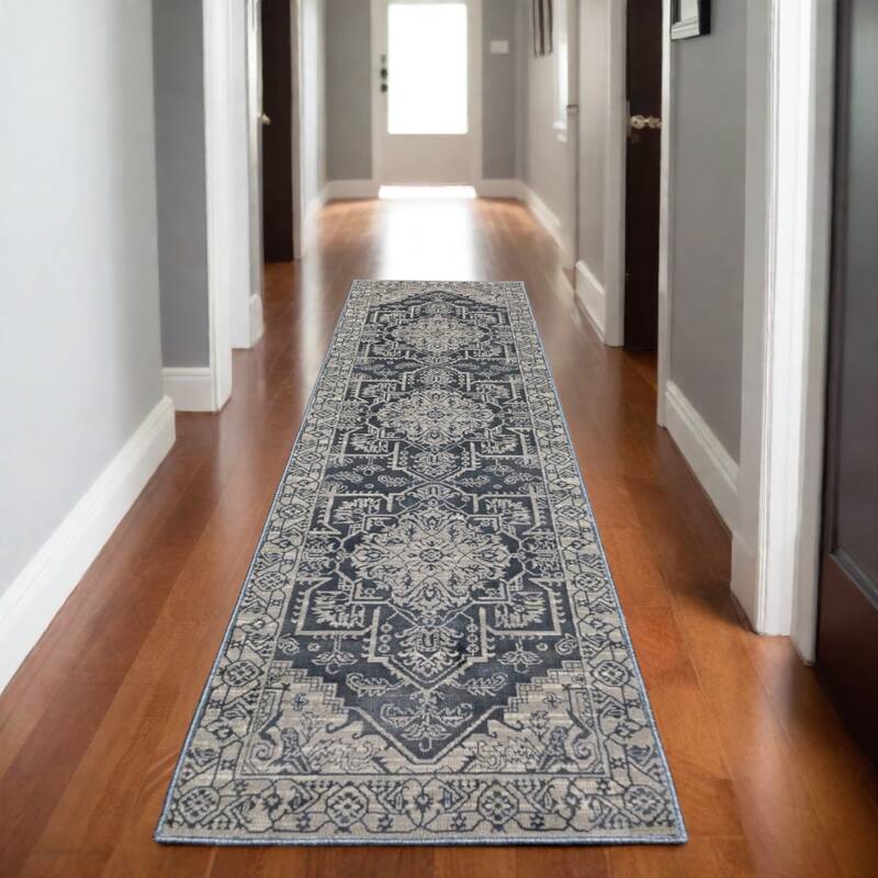 HomeRootsMedallion Traditional Runner Area Rug - 90.55' X '26.77' X '0.39