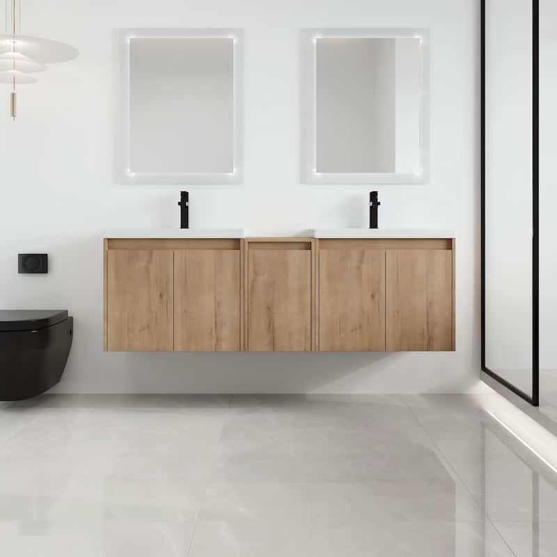 Malwee 36"/48"/60" Floating Bathroom Vanity,Wall Mounted Bathroom Vanity with Sink,Soft Close Door and Adjustable Shelf
