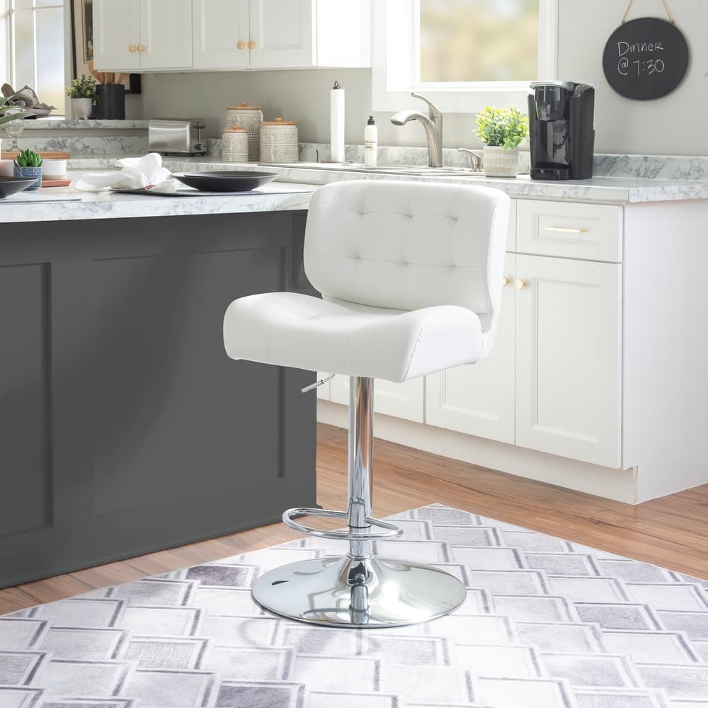 Reilly Adjustable Faux Leather Barstool
