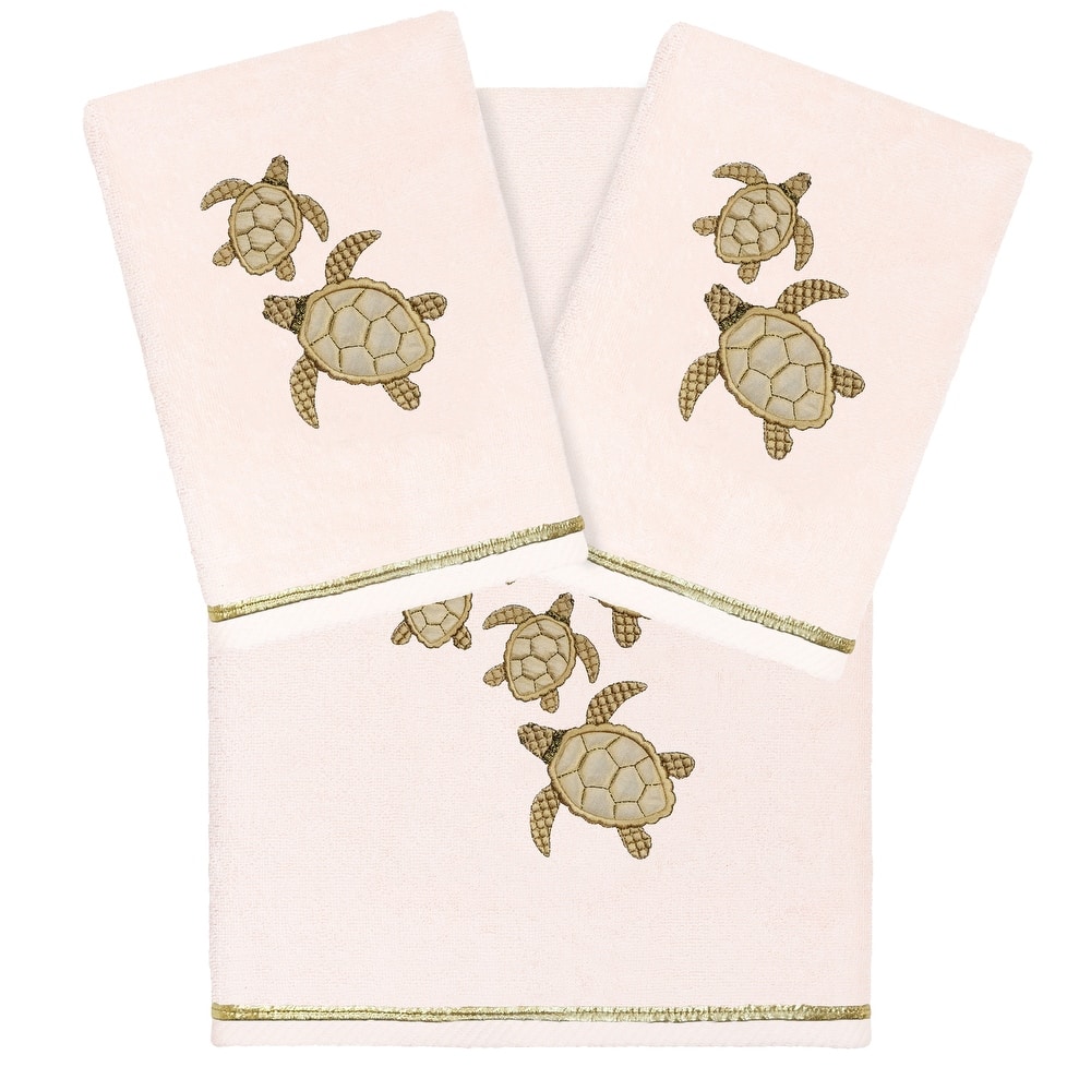 Authentic Hotel and Spa Turkish Cotton Tortuga 3PC Embellished Towel Set
