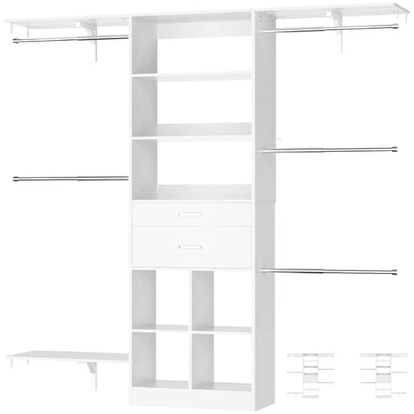 dimension image slide 4 of 6, Closet Organizer with Wooden Drawers & Cube, 5FT Adjustable Closet System for Nursery & Kid's Room