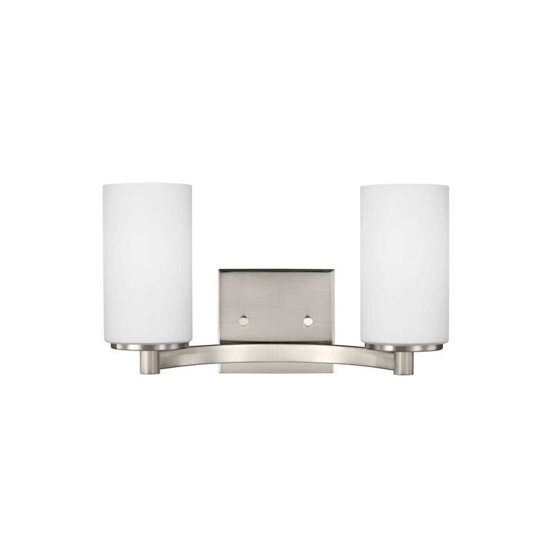 Bellevue Hamel 2 Light 14" Wide Vanity Light with Etched Glass Shade - Brushed Nickel