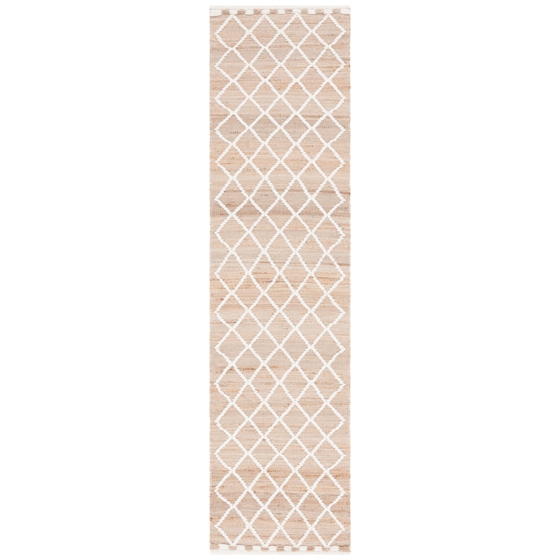 SAFAVIEH Handmade Natural Fiber Kimora Boho Farmhouse Trellis Jute - 2' 3" x 9' - Natural/Ivory - Runner