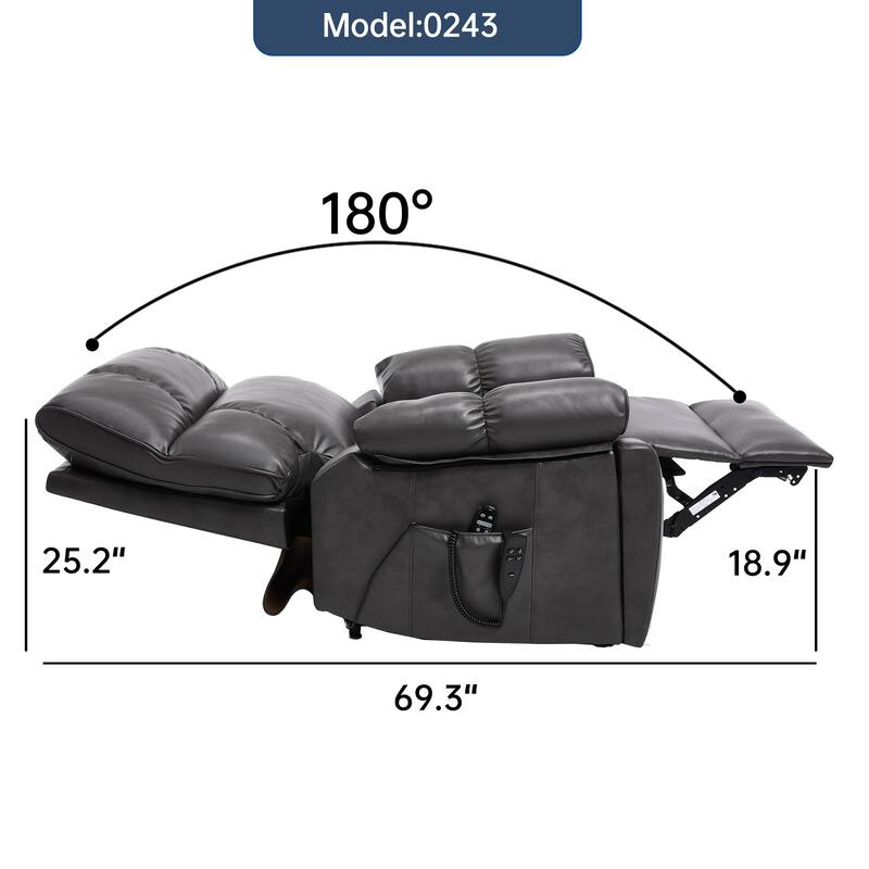 Large Electric Power Lift Recliner with Massage Heat and Dual Side Pockets
