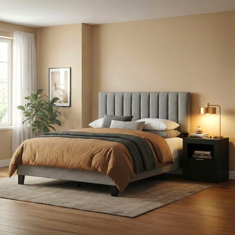 Furniture of America Merro Modern 2-Piece Solid Wood Bedroom Set - Black/Grey - Queen