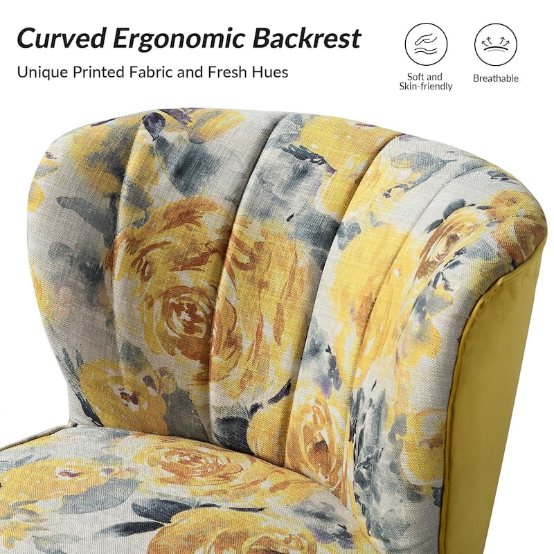 Almira Contemporary Upholstered Armless Side Chair with Tufted Back Set of 2 by HULALA HOME