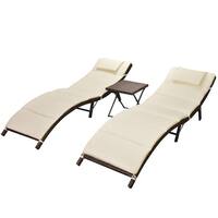 vidaXL Folding Sunlounger Set 5 Pieces Poly Rattan Brown Furniture Garden