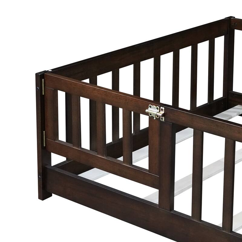 Floor Bed with Fence and Door,Perfect for Kids' Play,and Independence Promotion