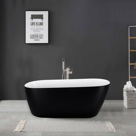 Mokleba 59 in. Acrylic Single Slipper Freestanding Bathtub in Matte Black Soaking Tub