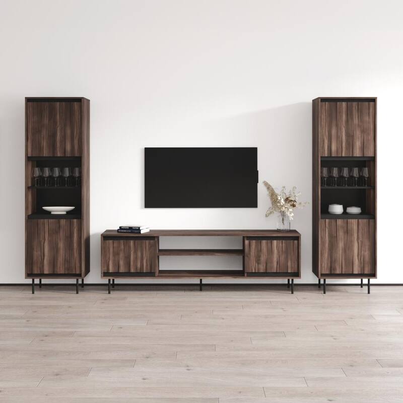 Swing 180TV-BK-BK Entertainment Center - Wood