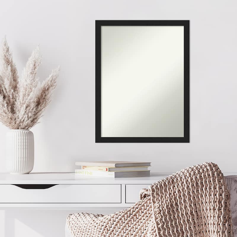 Non-Beveled Wall Mirror - Grace Brushed Metallic Black Narrow Frame
