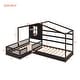 preview thumbnail 3 of 8, L Structure 2 Twin Size Wood House Bed with Fence and Slatted Frame