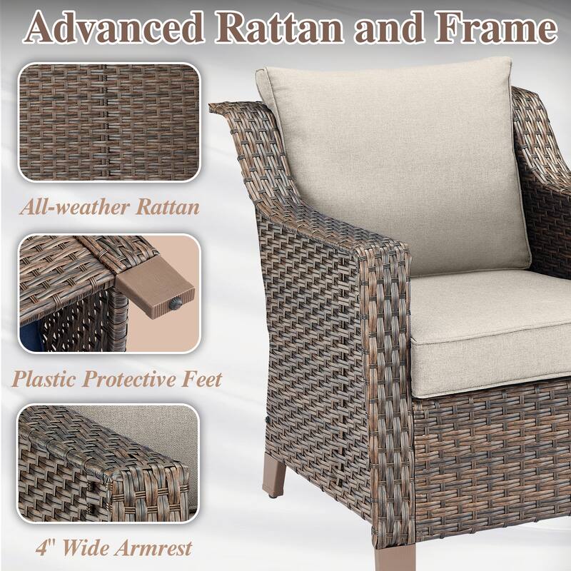 Outdoor Arm Chair with Cushion Wicker Rattan Chair