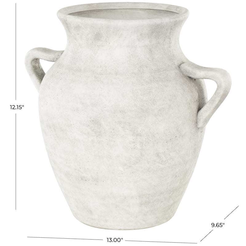 Ceramic Antique Style Textured Vase with Handles - Copper or White - Roche River Decor