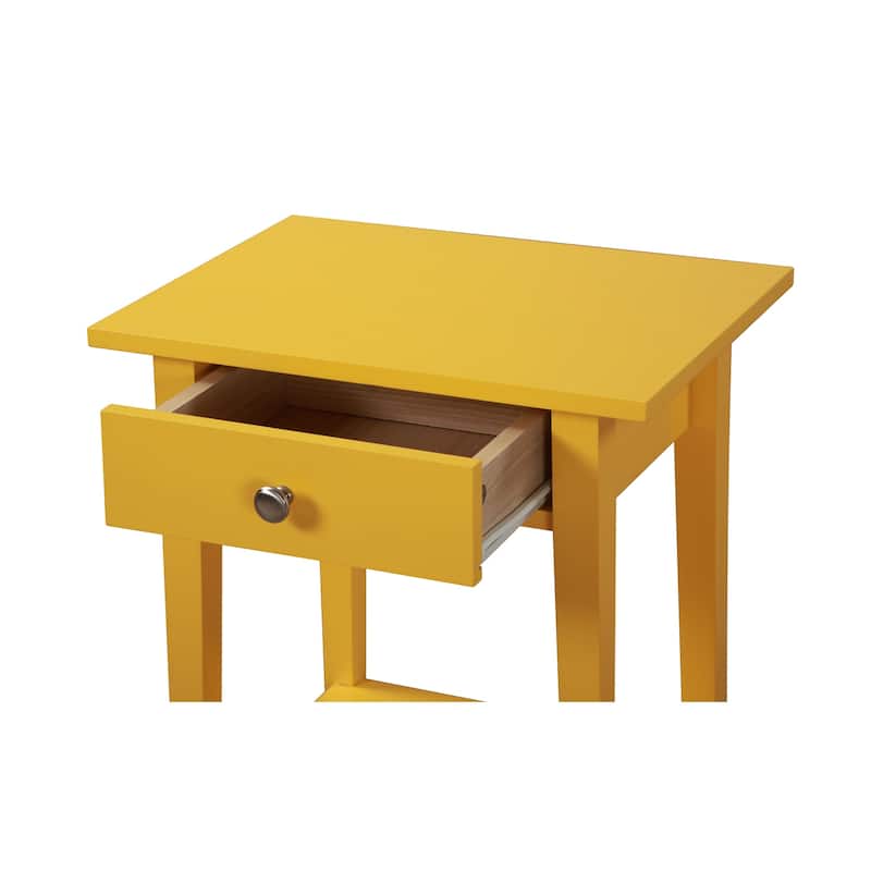 Yellow Nightstand 28x18x14 Vibrant Bedside Table with Cheerful Finish, Sleek Lines, Storage Drawer and Easy Assembly