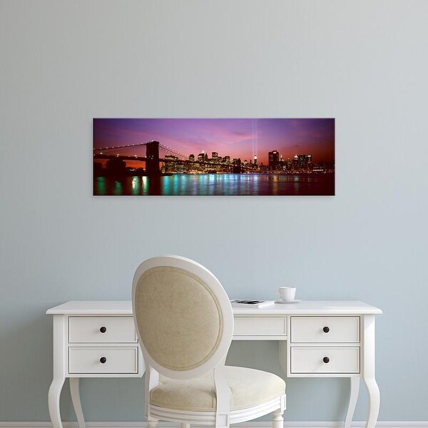 Easy Art Prints Panoramic Image 'Skyscrapers lit up at night, World Trade Center, Manhattan, New York City' Canvas Art