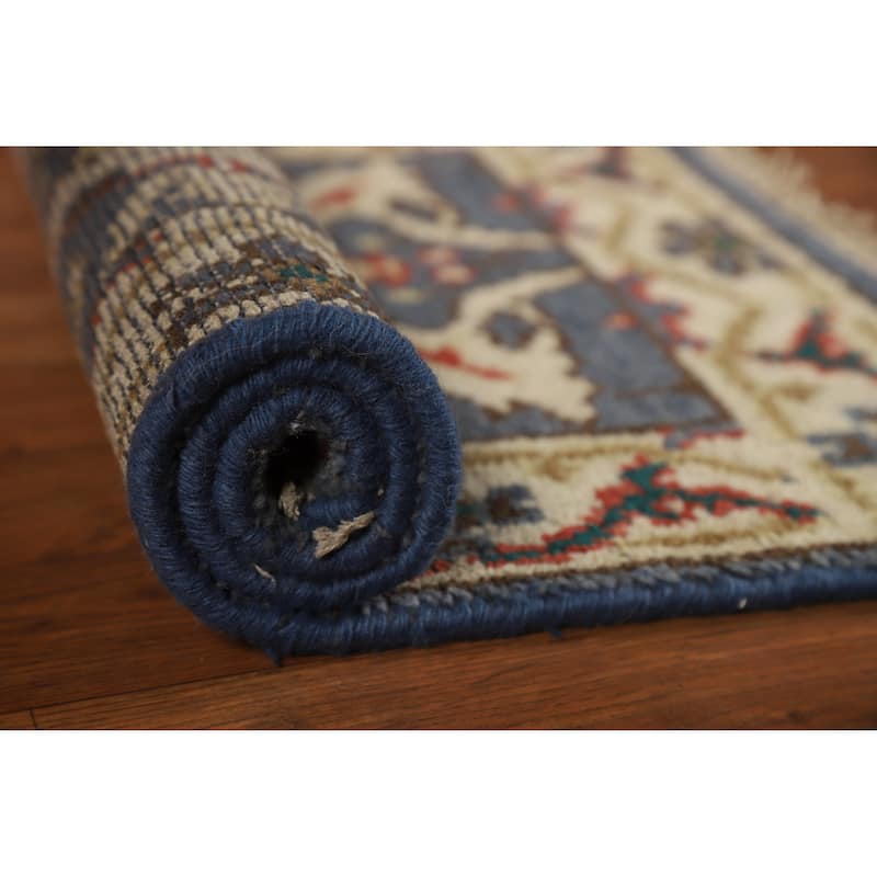 Blue Oushak Oriental Foyer Rug Hand-Knotted Wool Carpet - 2'0"x 3'0" - 2'0"x 3'0" - Blue
