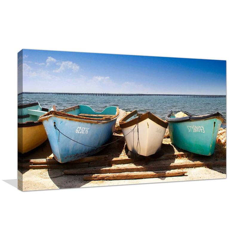 "Breakwater Boats " by Danita Delimont Print on Canvas