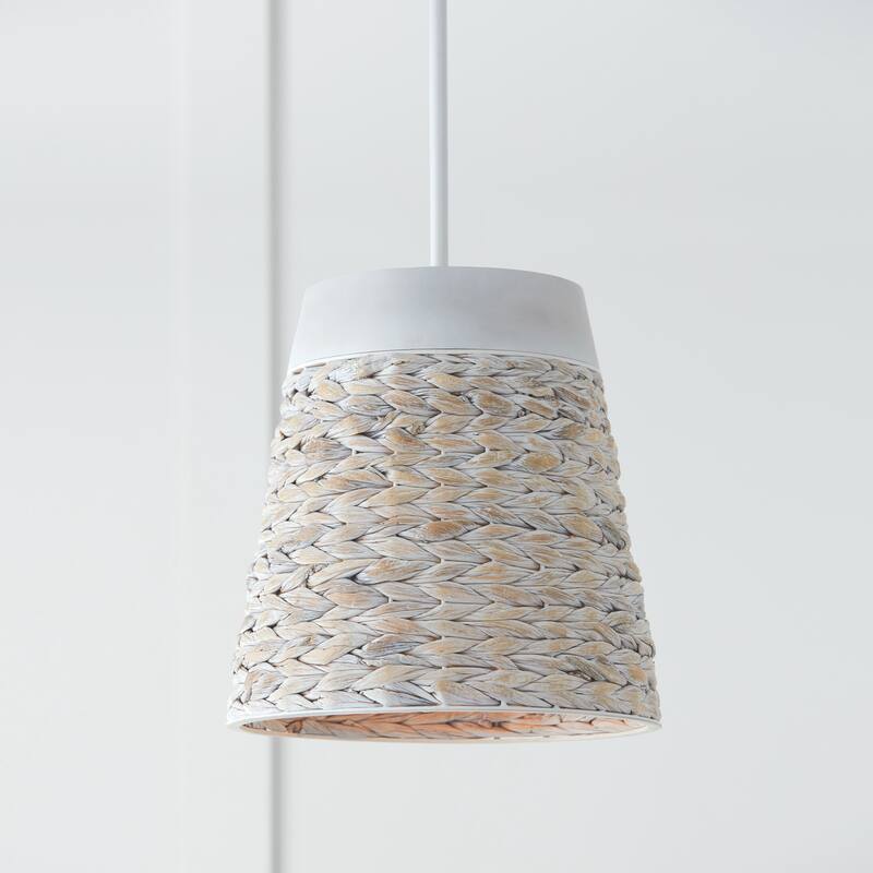 Tallulah 1-light Small Pendant w/ Mango Wood & Water Hyacinth