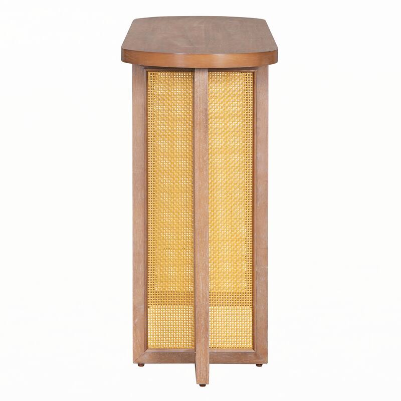 Rattan Console Table Entryway Table,Natural Wood Wash