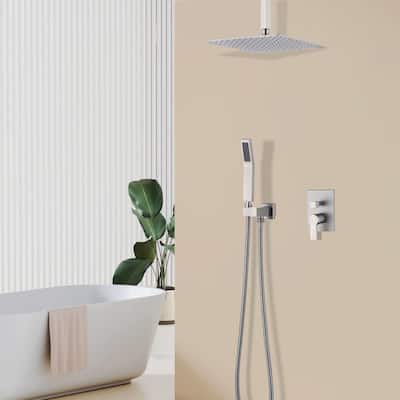 Topcraft Ceiling Mount Rainfall Shower System with Handheld Showerhead - 12inch