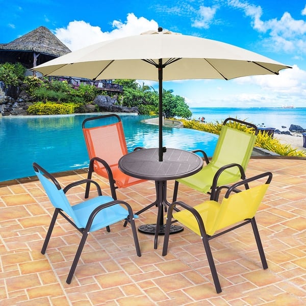 Shop Costway Patio 5pcs Kids Table And Chairs Indoor Dining Set Play Set Children Activity As Pic Overstock 18297474