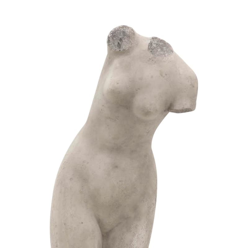 26" Torso Sculpture Contemporary Abstract Decorative Home Art Display on Stand Gray Polyresin Decor Statue for Home