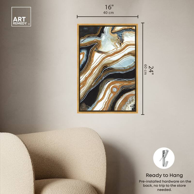 Art Remedy Black And Gold I Framed Mineral, Agate & Geode 1 Piece Canvas Wall Art