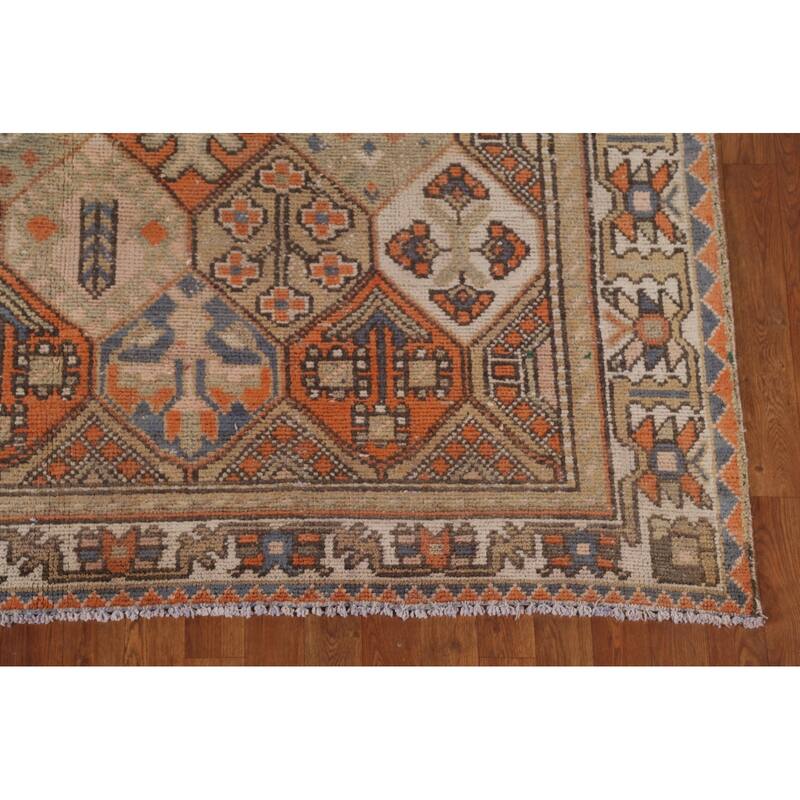 Orange Bakhtiari Persian Vintage Area Rug Handmade Wool Carpet - 6'4" x 9'3"
