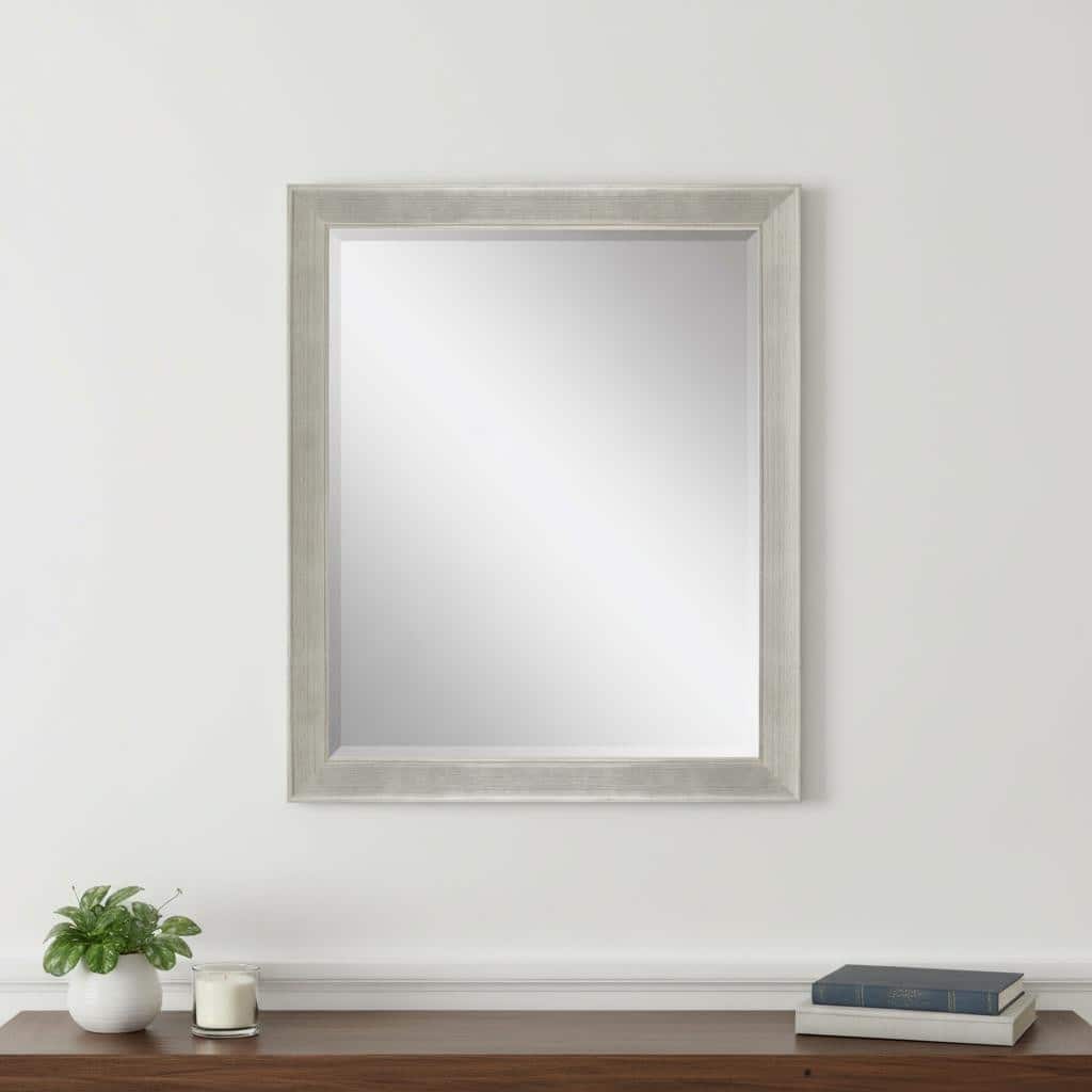 HomeRoots 33" Silver Solid Wood Framed Accent Mirror - 27.00 in. x 33.00 in. x 2.00 in.