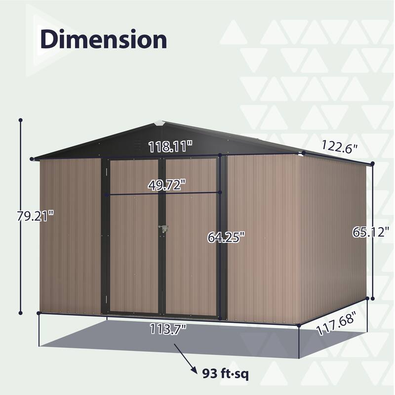 Large Outdoor Metal Storage Shed Garden Shed Tool Shed with Lockable Double Doors & Weather-Resistant, Air Vents