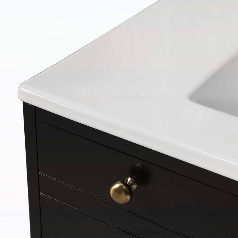 Wood Frame Bathroom Storage Cabinet with Ceramic Sink Combo