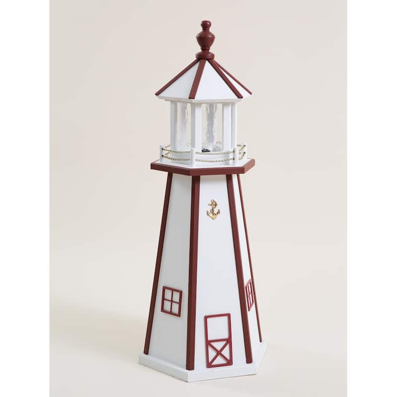 Wooden Lighthouse - 3 Foot - White/Red