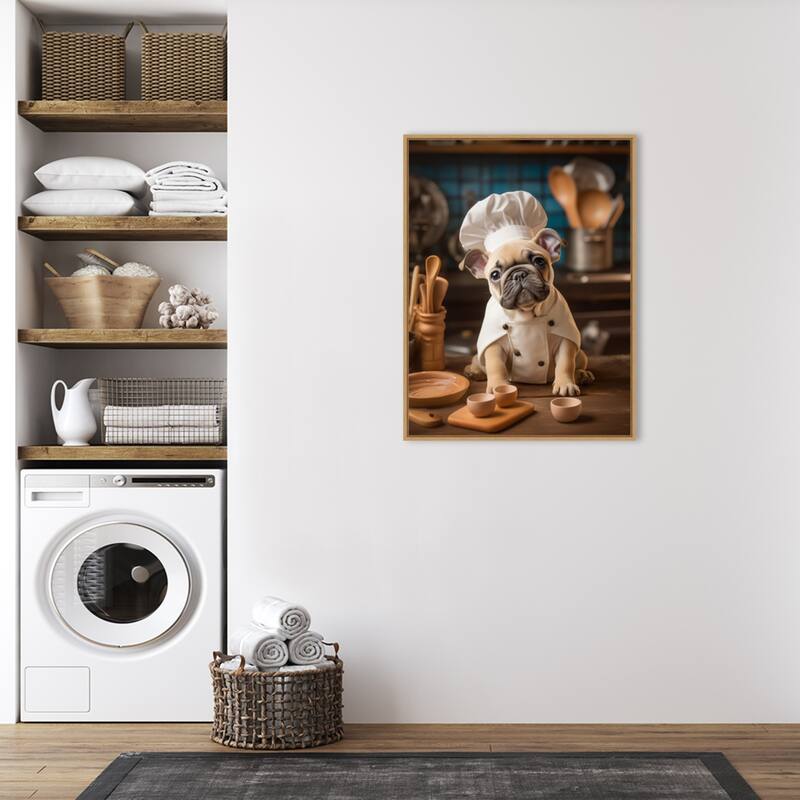 French Bulldog Puppy Chef by Andreas Magnusson Framed Canvas Wall Art