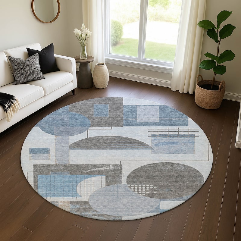 Premium Washable Super Soft Contemporary Mayfield Rug - Blue - 8' x 8'