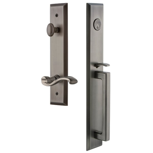 Grandeur FAVDGRPRT_ESET_238_RH Fifth Avenue Solid Brass Rose Right Handed Keyed Entry Single Cylinder Full Plate "D" Grip