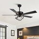 preview thumbnail 17 of 46, 52" Modern Chrome/ Black Indoor Ceiling Fan Light with Remote and 5 Resiversible Blades