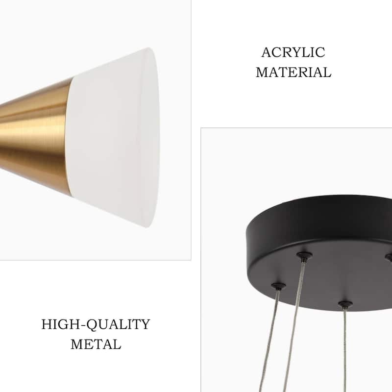 Modern Contemporary Black Gold 10-Light LED Linear Chandelier Pendant Lights for Dining Room - 28" D x 6" H