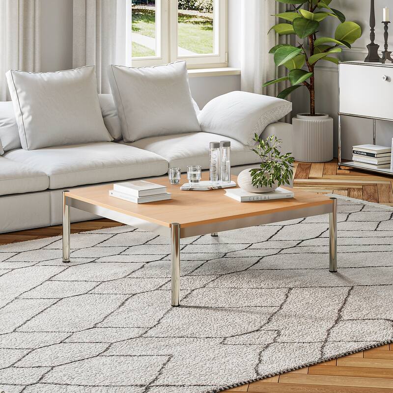 39inch Coffee Table Square Tea Table Polished Stainless Steel