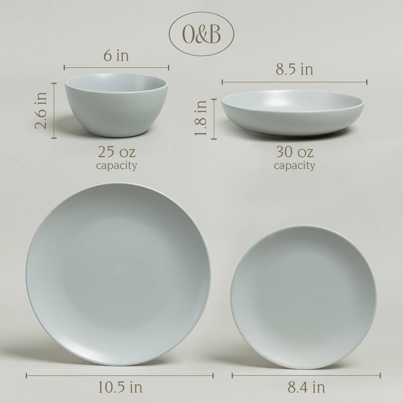 over&back Coupe Semi-Matte Stoneware Dinnerware Set