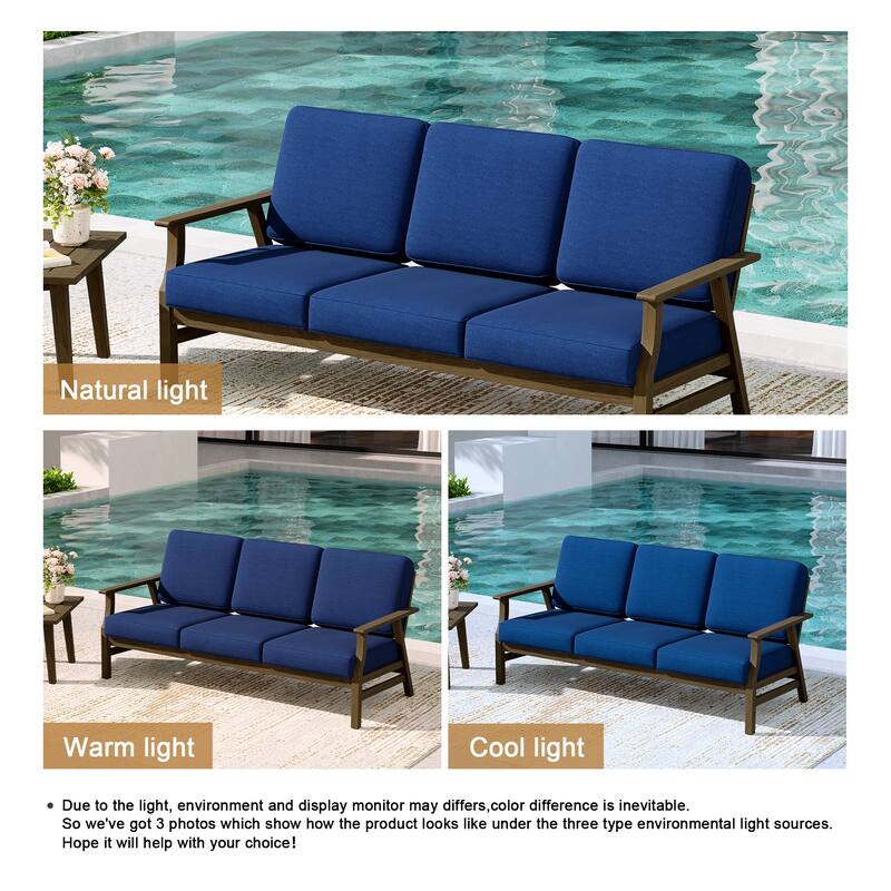 Teak Frame Outdoor Loveseat Daybed with Water-Resistant Cushions.