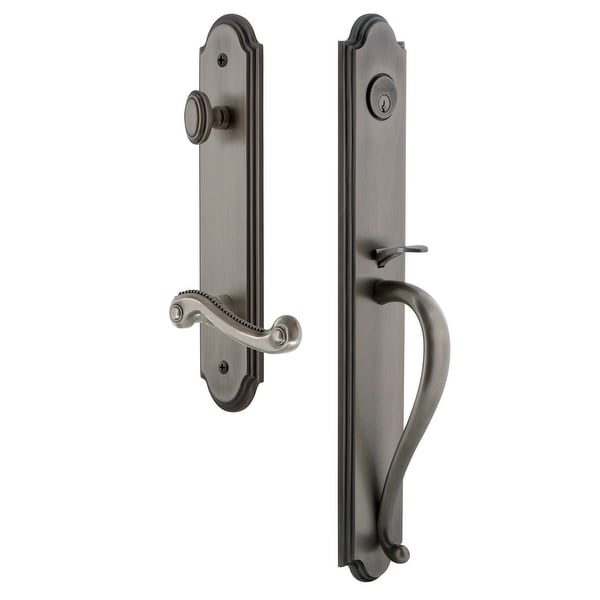 Grandeur ARCSGRNEW_ESET_238_LH Arc Solid Brass Rose Left Handed Keyed Entry Single Cylinder Full Plate "S" Grip Handleset with