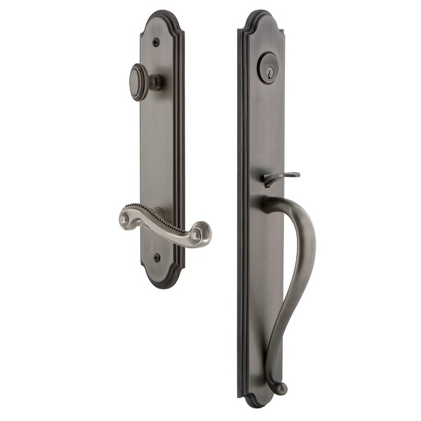 Grandeur ARCSGRNEW_ESET_238_RH Arc Solid Brass Rose Right Handed Keyed Entry Single Cylinder Full Plate "S" Grip Handleset with