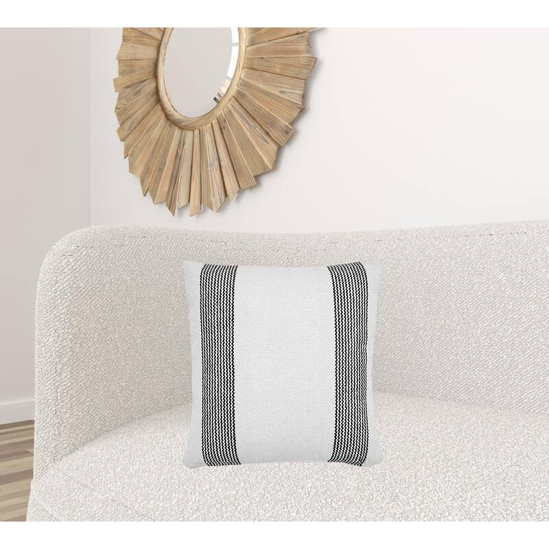 HomeRoots 20" X 20" Black And White 100% Cotton Geometric Zippered Pillow