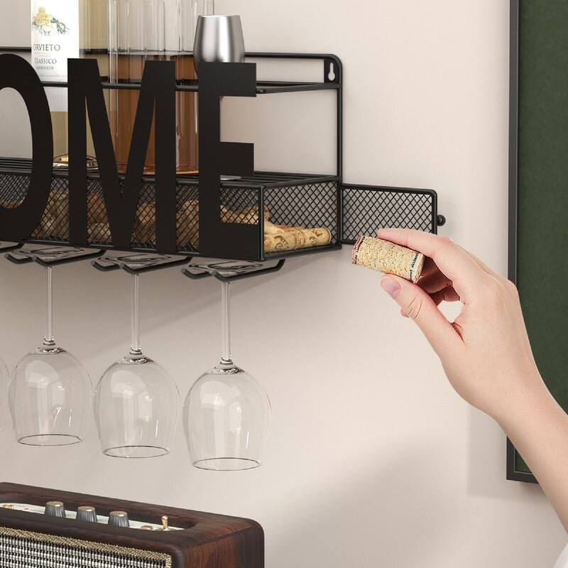 Wall Mounted Metal Wine Rack - 17"D x 5"W x 7"H