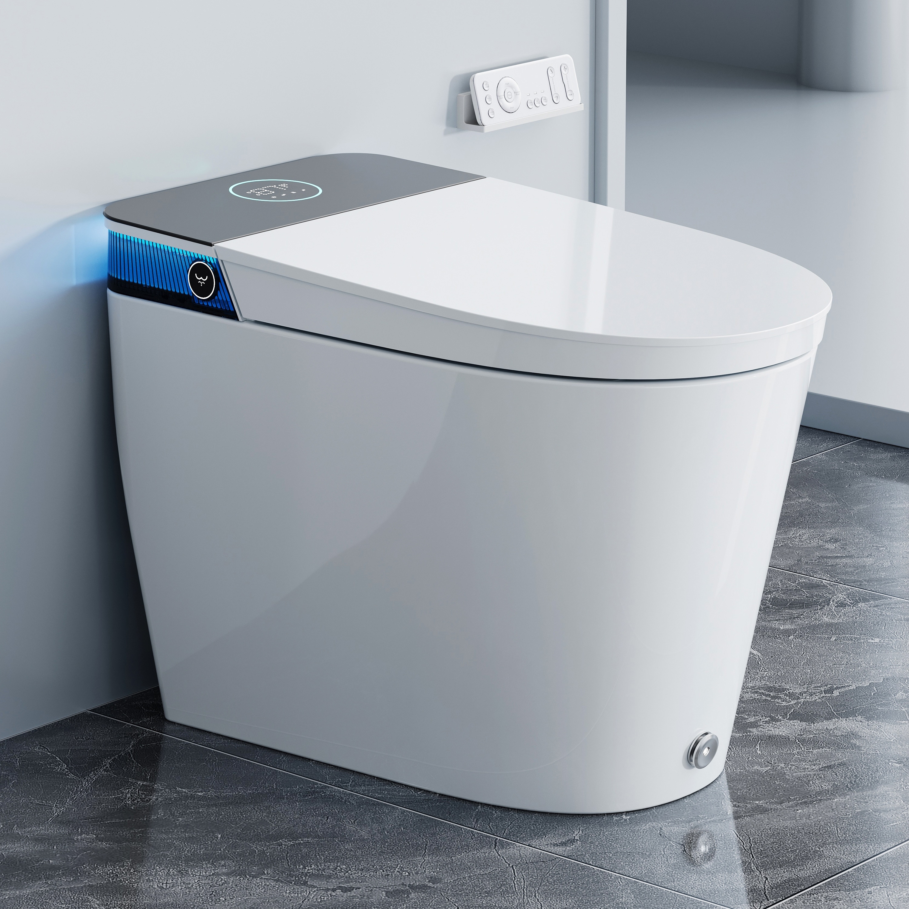 HOROW Elongated ADA Smart Bidet Toilet 1.1 GPF in White with Water Tank, Pump, Map Flush 1000g, Auto Open/Close, Foam Shield