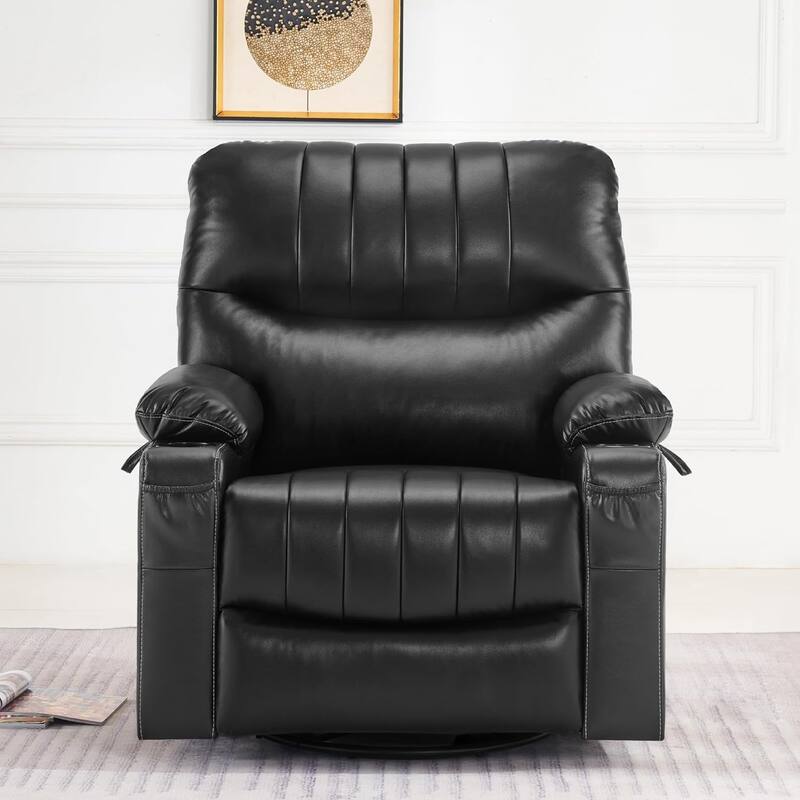 MCombo Faux Leather Power Recliner, Electric Swivel Glider Rocker Recliner for Nursery with USB Ports 7785
